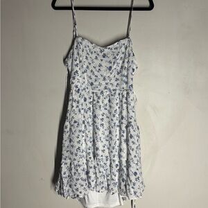 Lulus White and Blue Floral Dress